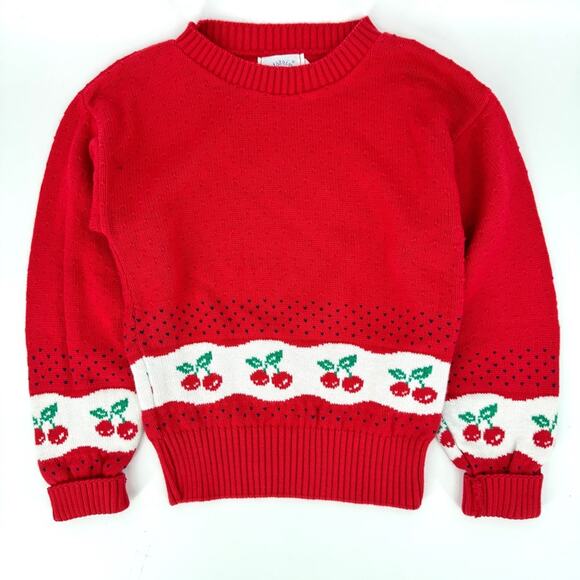 Vintage Hartstrings‎ Red Cherry Sweater Size S - Picture 1 of 7